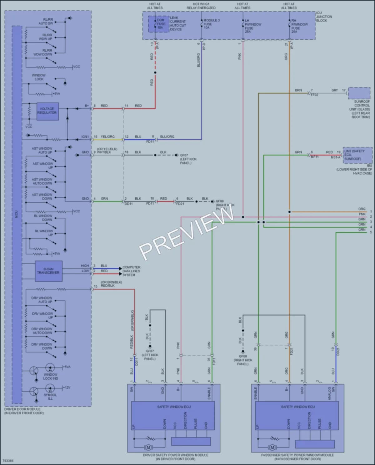 2022 Kia Stinger Power Windows wiring diagram preview