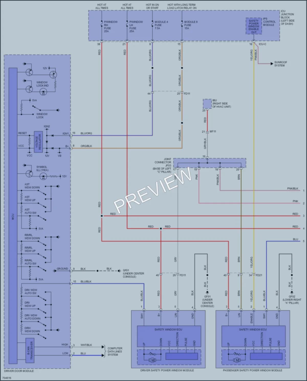 2022 Kia Telluride Power Windows wiring diagram preview