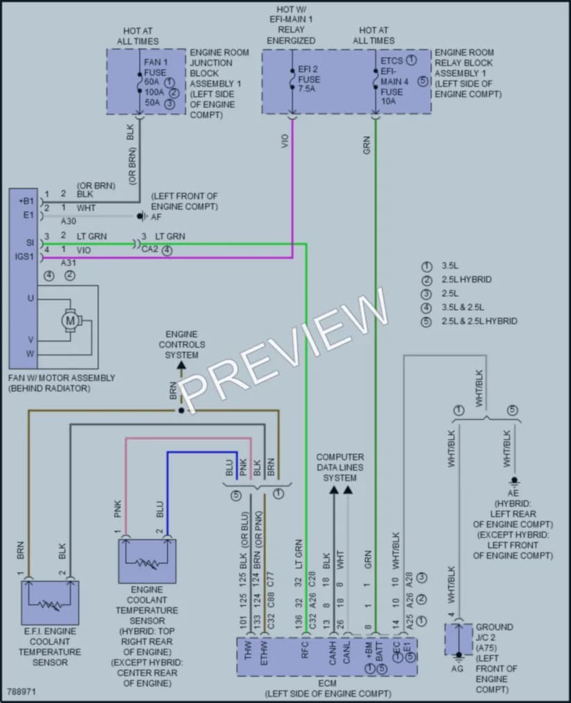 2022 Lexus ES250 Cooling Fan wiring diagram preview
