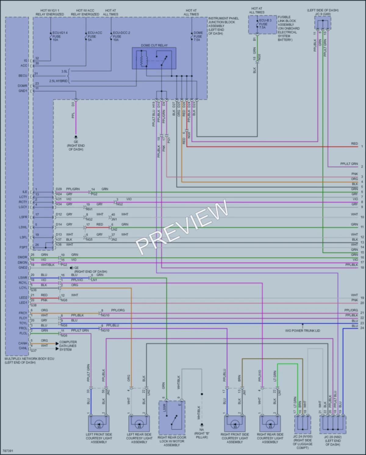 2022 Lexus ES250 Interior Lights wiring diagram preview