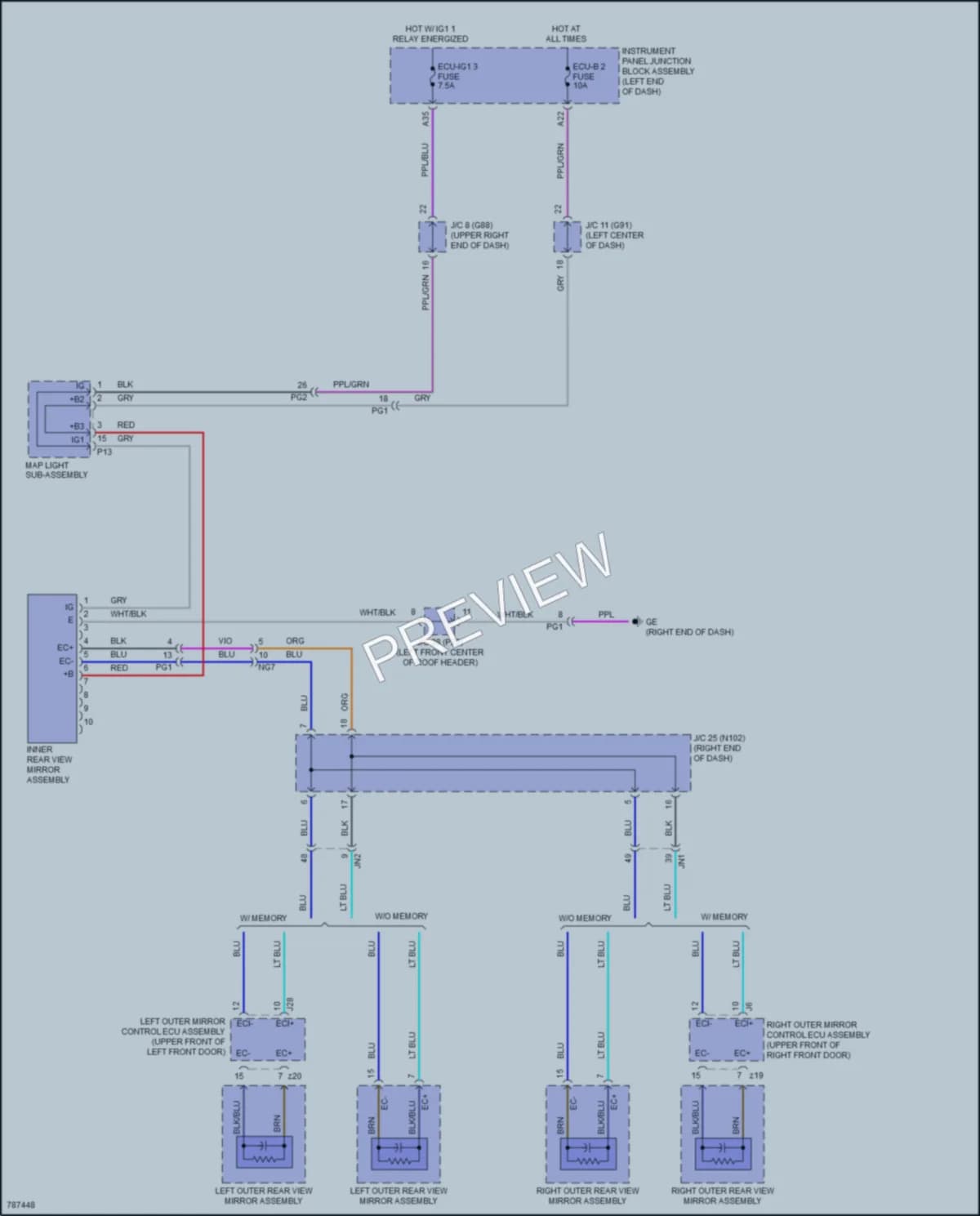 2022 Lexus ES250 Power Mirrors wiring diagram preview