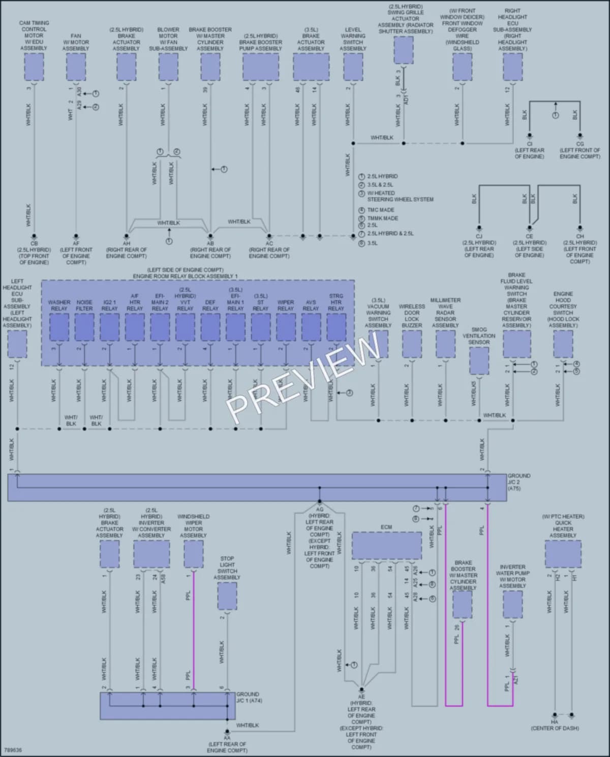 2022 Lexus ES350 Ground Distribution wiring diagram preview