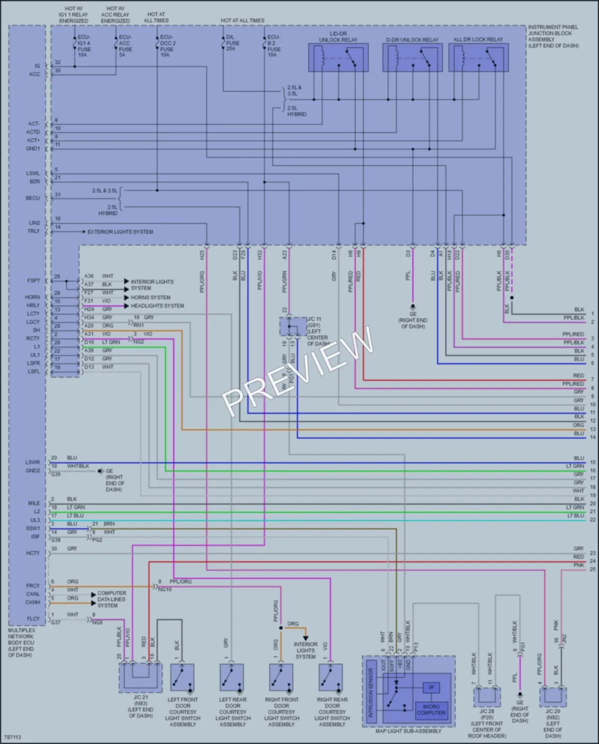 2022 Lexus ES350 Power Door Locks wiring diagram preview
