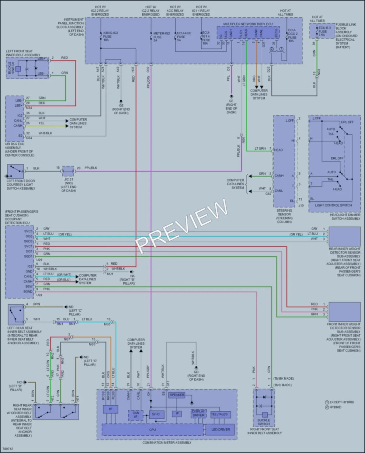 2022 Lexus ES350 Warning Systems wiring diagram preview