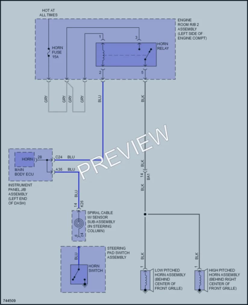 2022 Lexus IS300 Horn wiring diagram preview