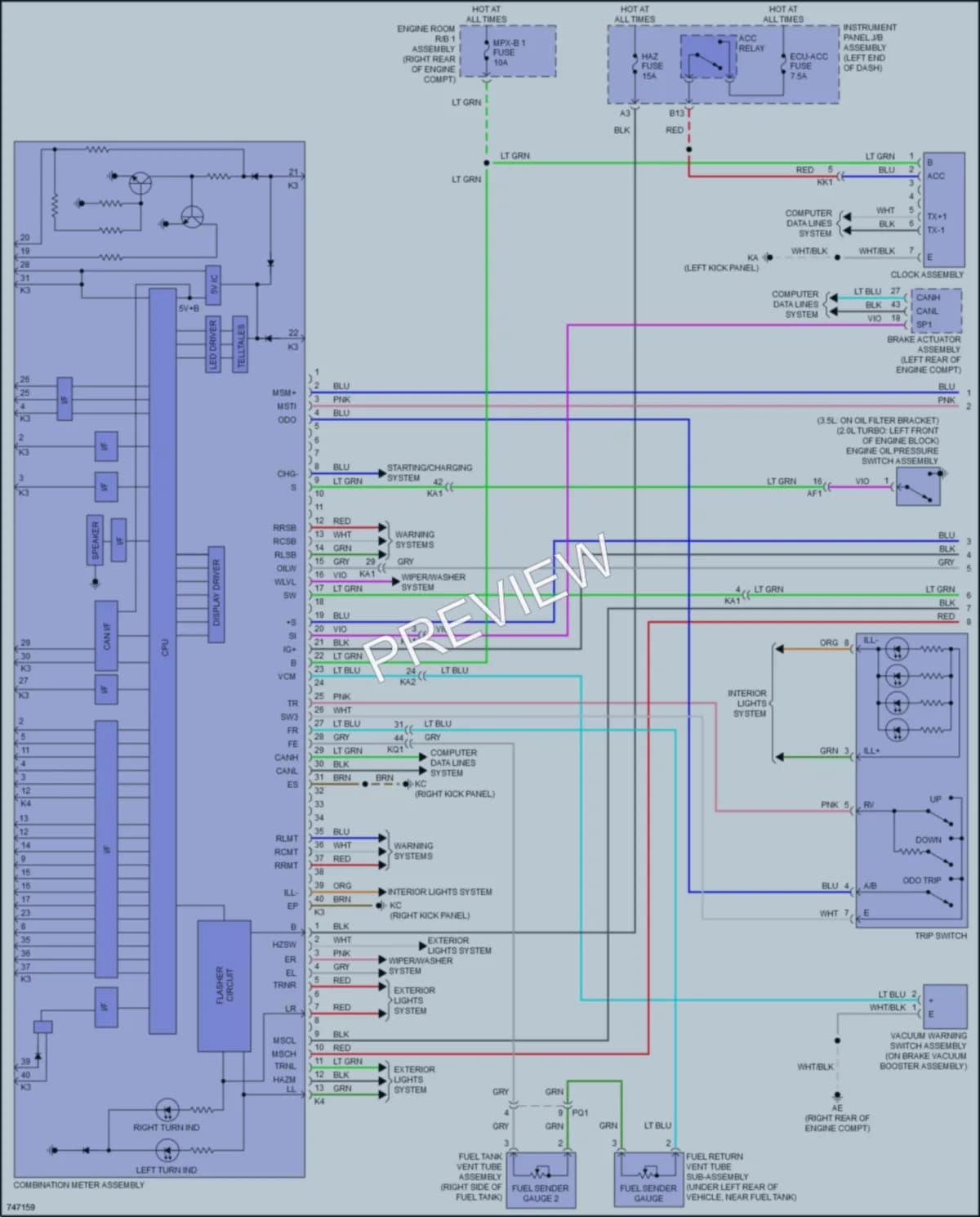 2022 Lexus IS300 Instrument Cluster wiring diagram preview