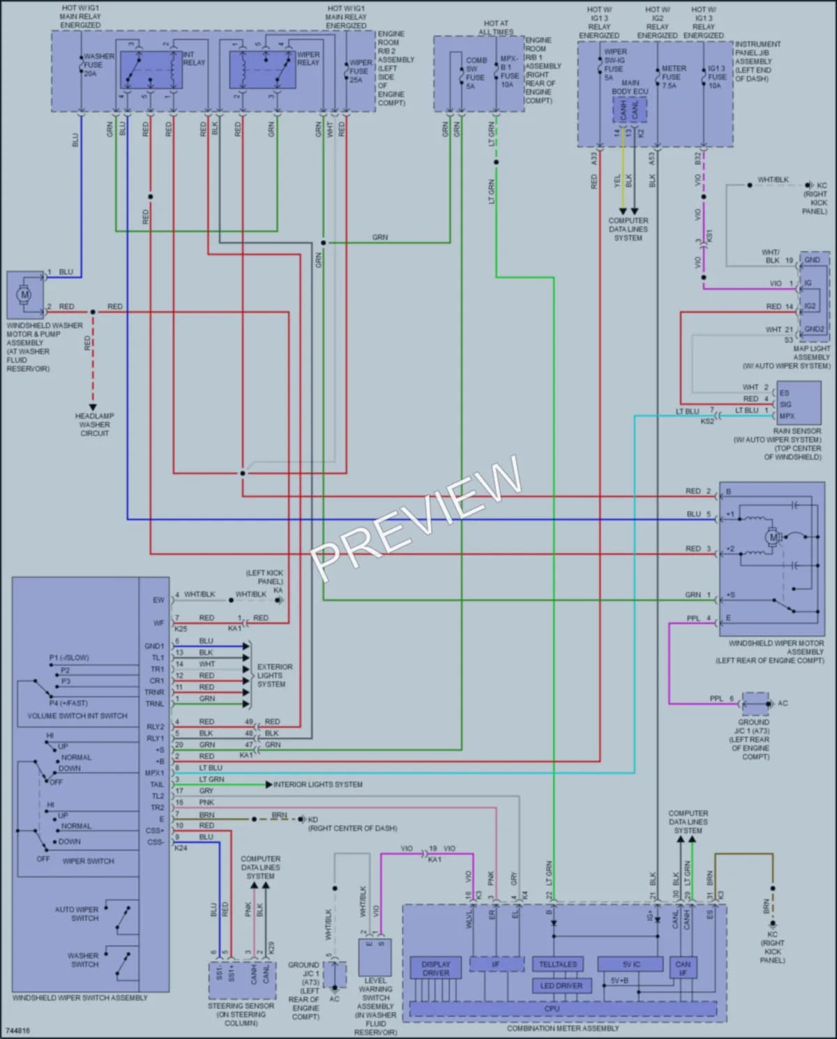 2022 Lexus IS350 Wiper Washer wiring diagram preview