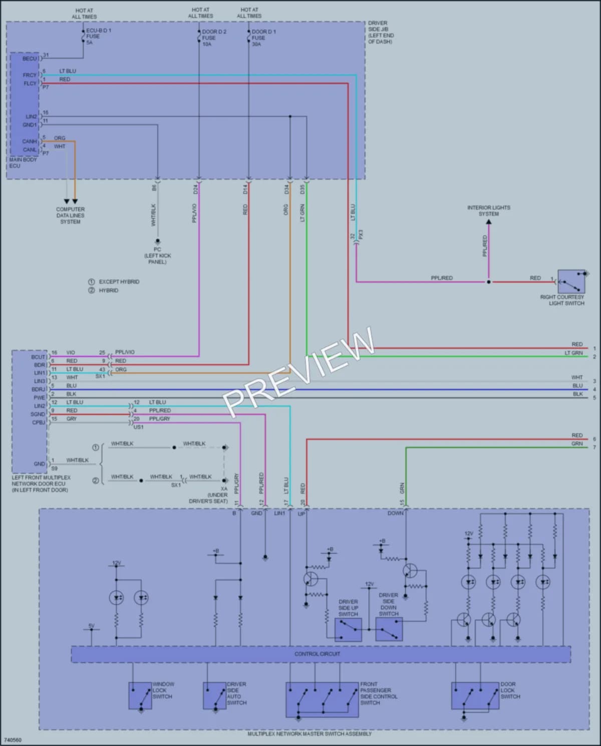 2022 Lexus LC500 Power Windows wiring diagram preview