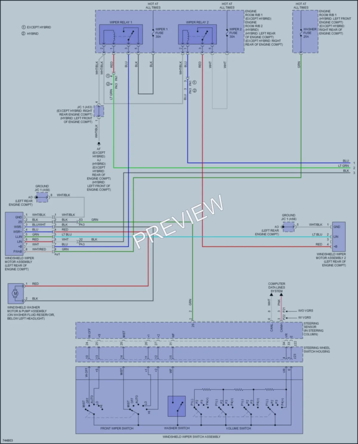 2022 Lexus LC500 Wiper Washer wiring diagram preview