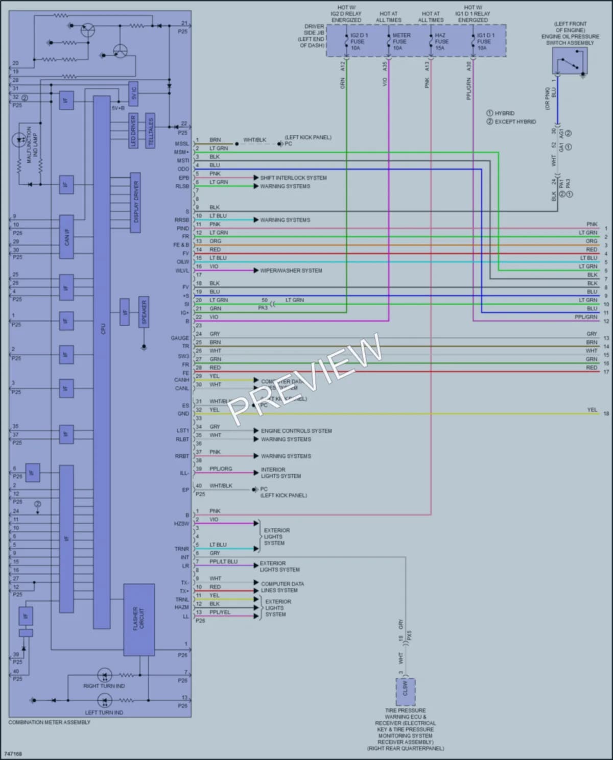 2022 Lexus LC500h Instrument Cluster wiring diagram preview