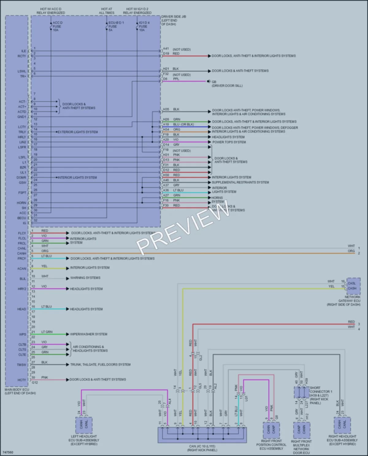 2022 Lexus LS500 Body Control Modules wiring diagram preview