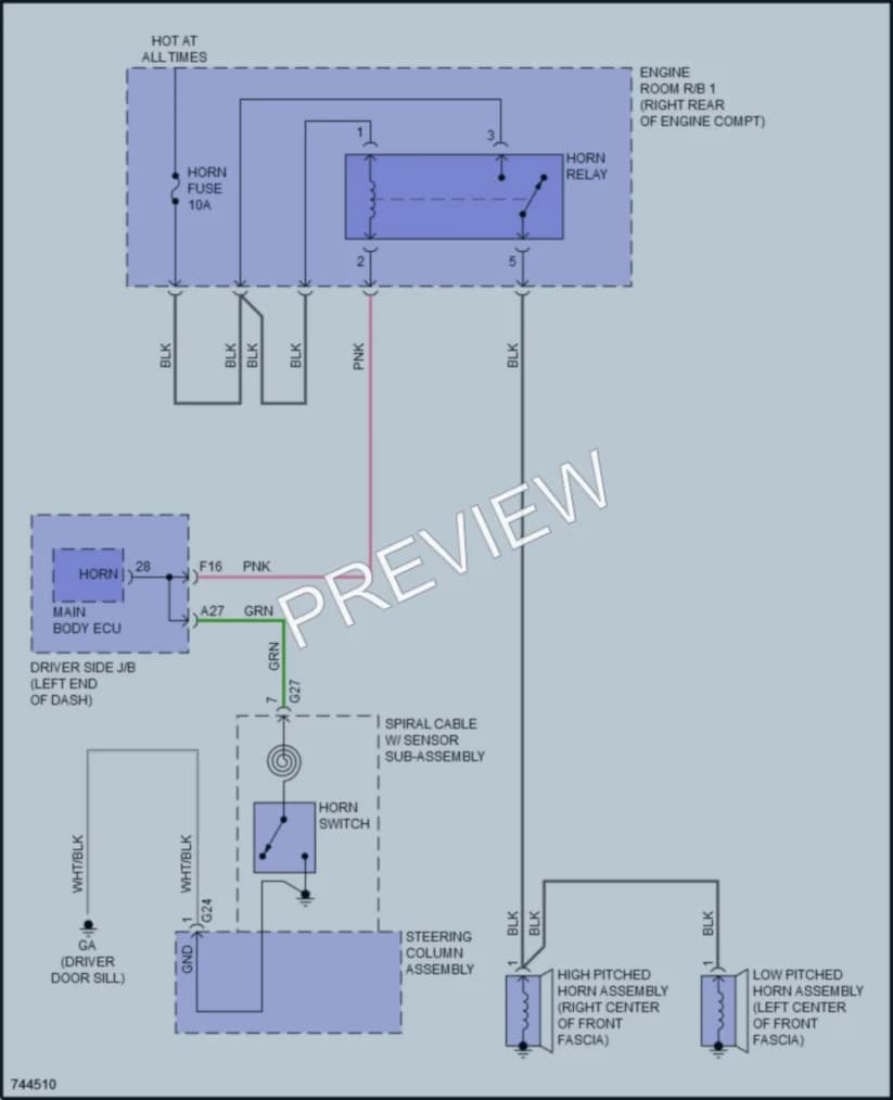 2022 Lexus LS500 Horn wiring diagram preview