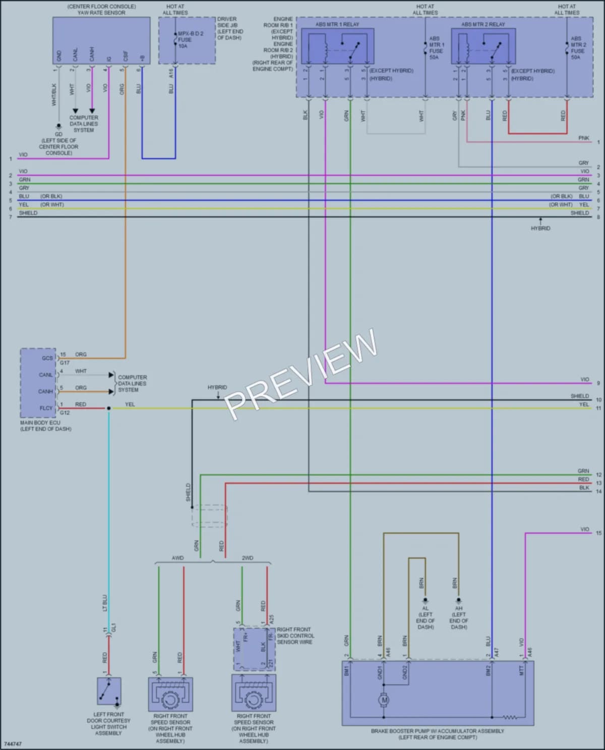 2022 Lexus LS500h Anti Lock Brakes wiring diagram preview