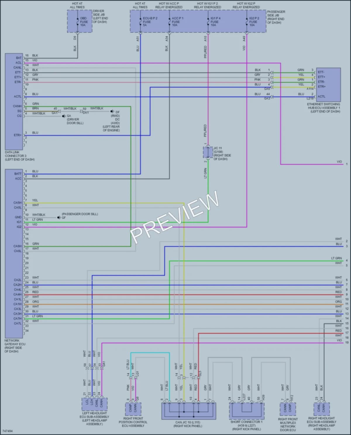 2022 Lexus LS500h Computer Data Lines wiring diagram preview