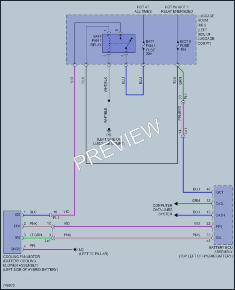 2022 Lexus LS500h Cooling Fan wiring diagram preview