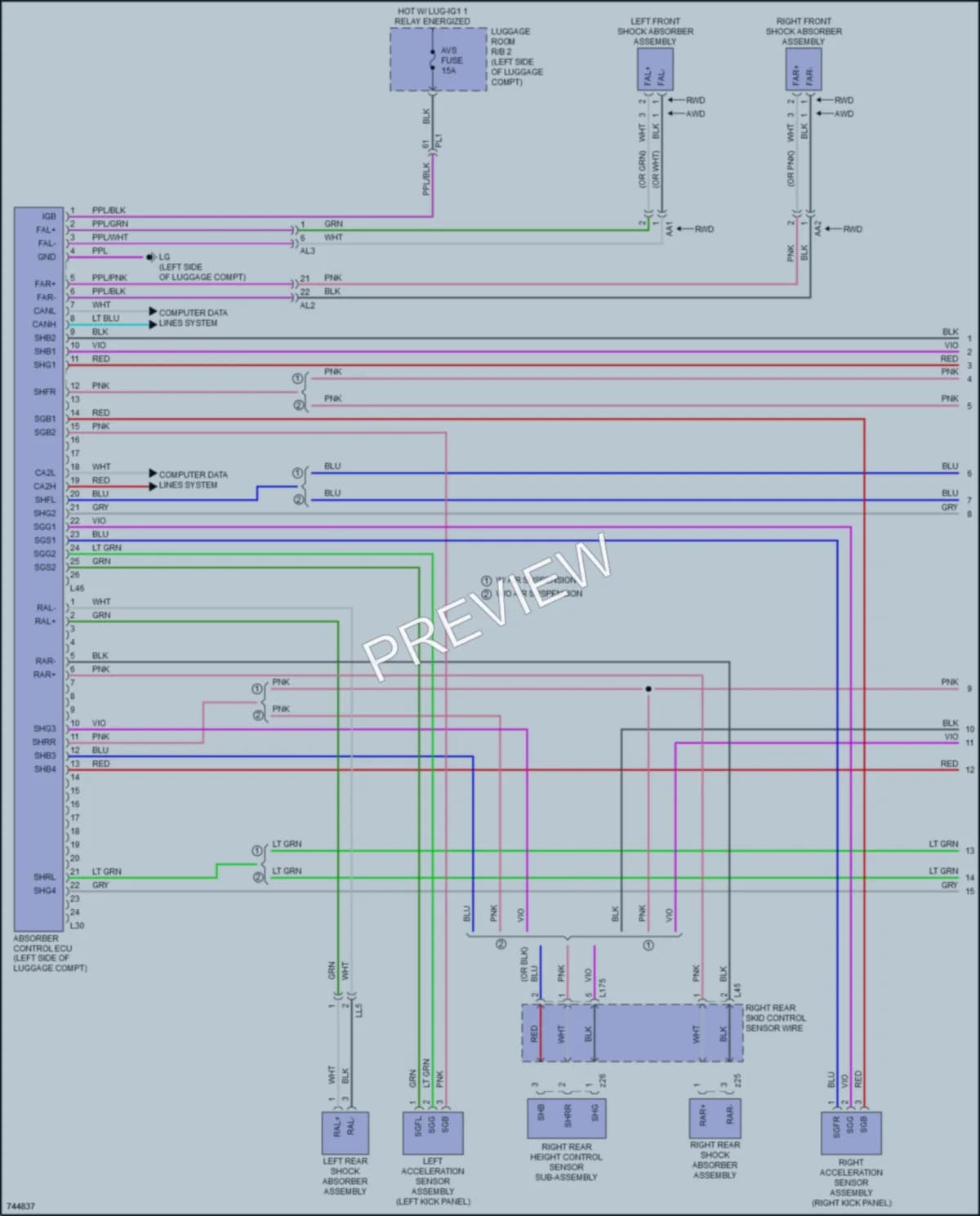 2022 Lexus LS500h Electronic Suspension wiring diagram preview