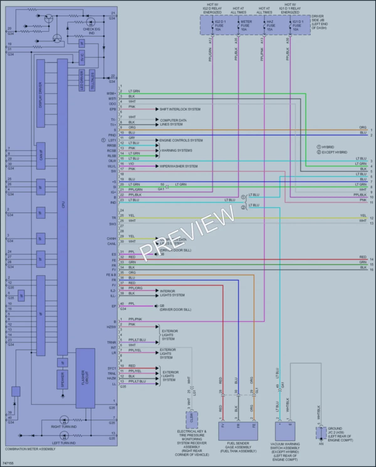 2022 Lexus LS500h Instrument Cluster wiring diagram preview