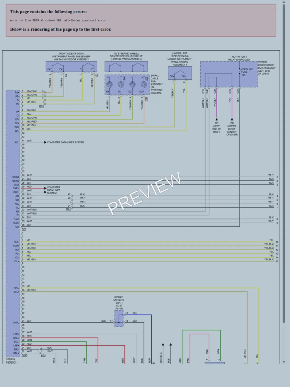 2022 Lexus NX250 Supplemental Restraints wiring diagram preview