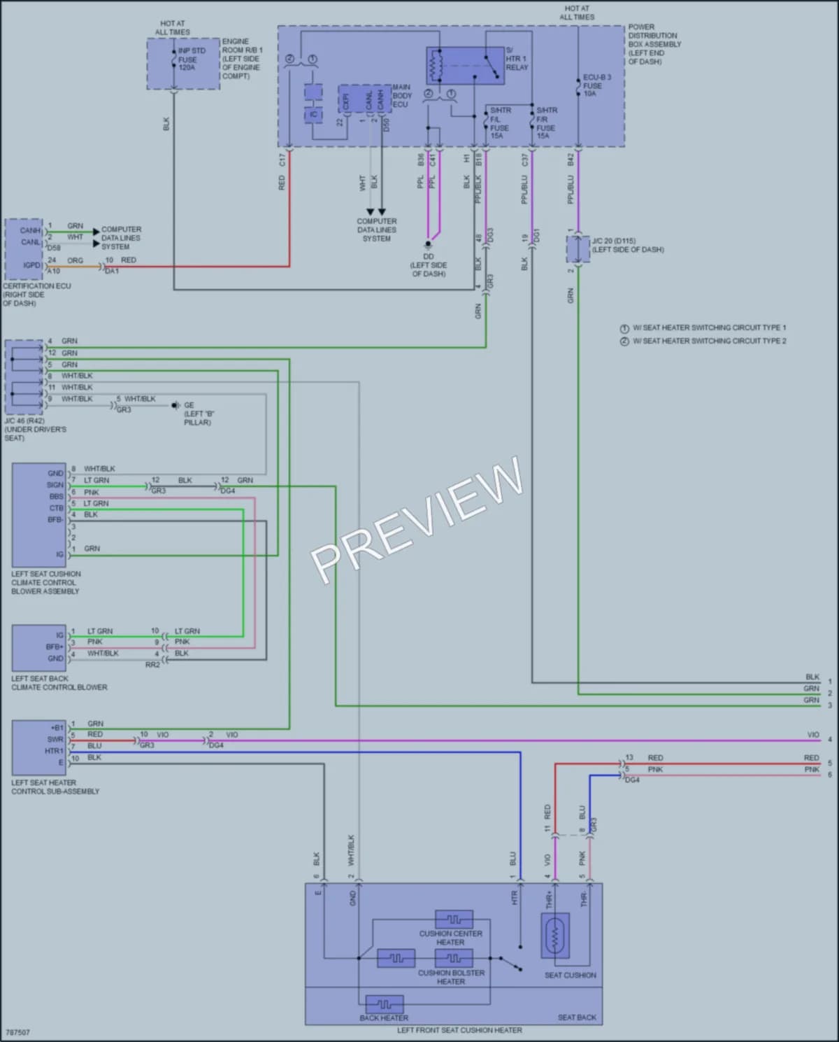 2022 Lexus NX350 Power Seats wiring diagram preview
