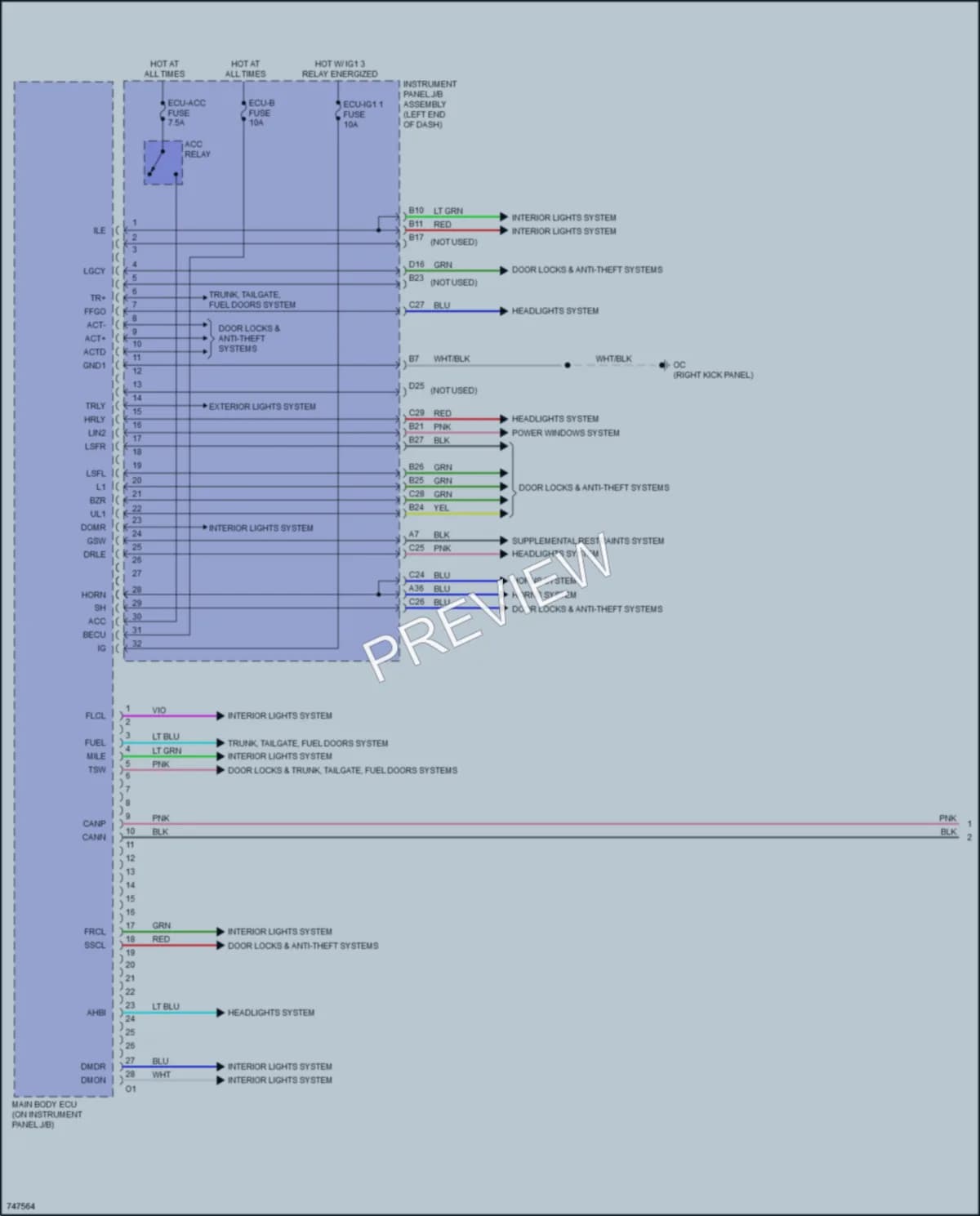 2022 Lexus RC300 Body Control Modules wiring diagram preview