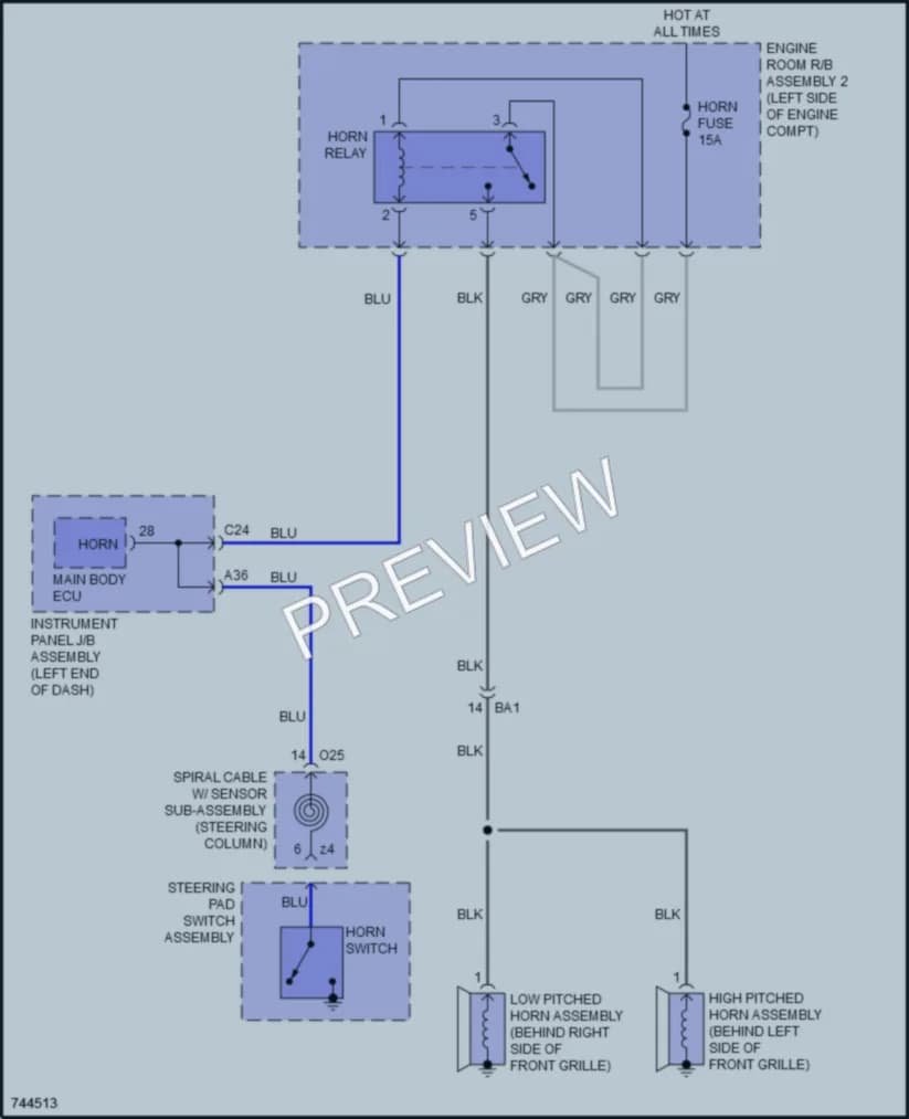 2022 Lexus RC350 Horn wiring diagram preview
