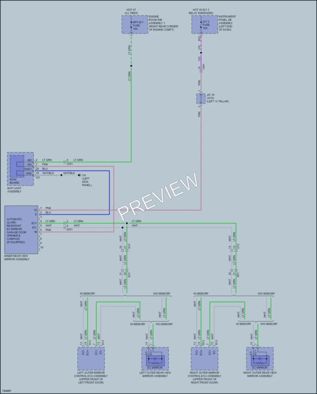 2022 Lexus RC350 Power Mirrors wiring diagram preview