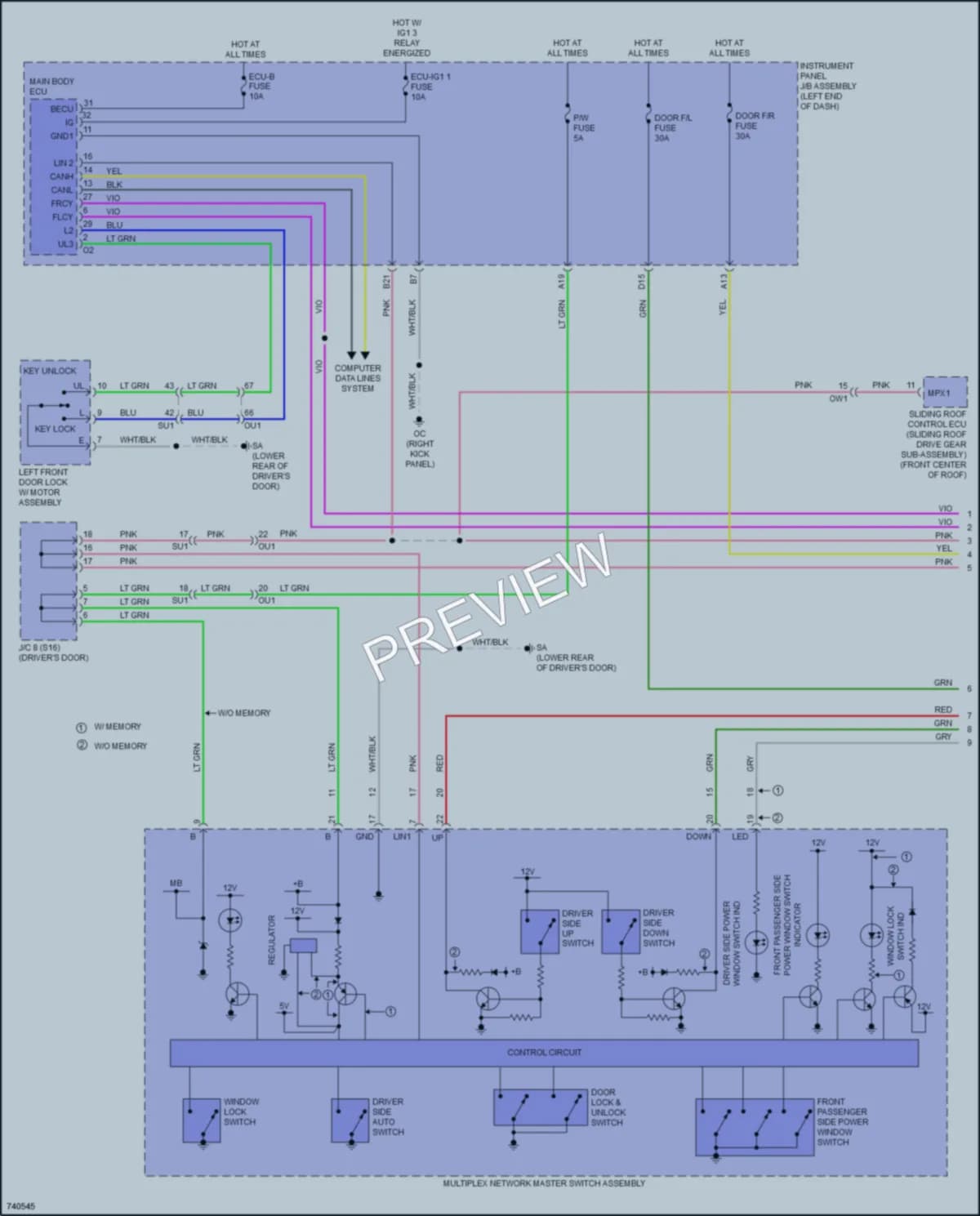 2022 Lexus RC350 Power Windows wiring diagram preview