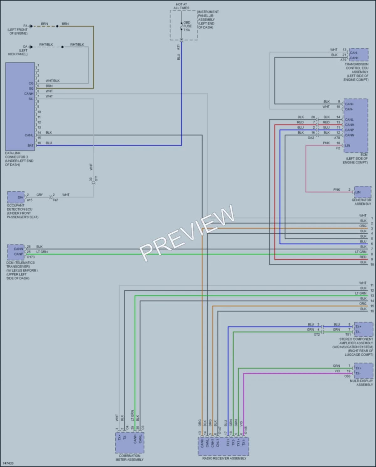2022 Lexus RCF Computer Data Lines wiring diagram preview
