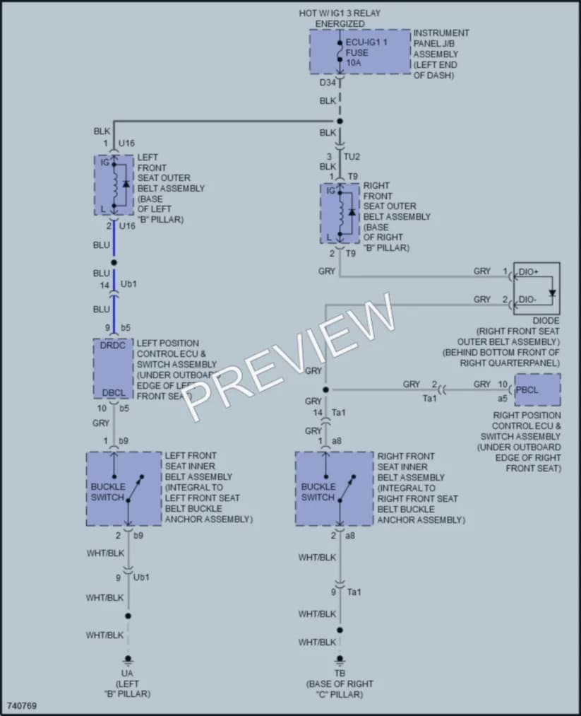 2022 Lexus RCF Passive Restraints wiring diagram preview