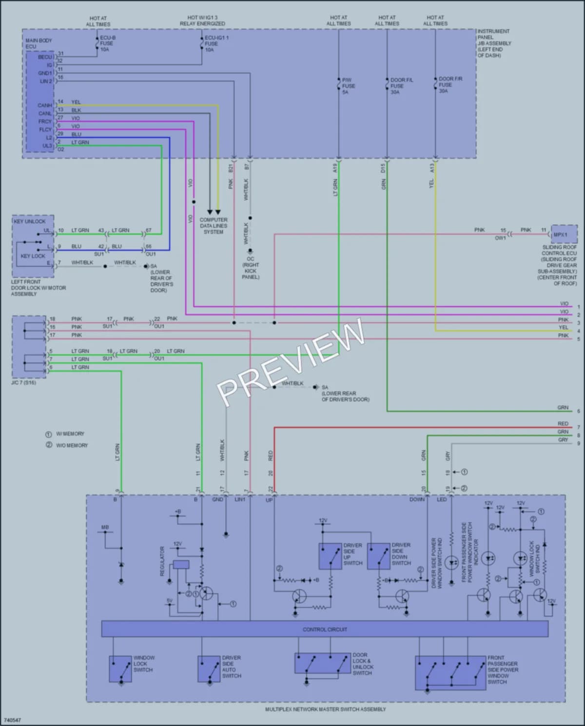 2022 Lexus RCF Power Windows wiring diagram preview