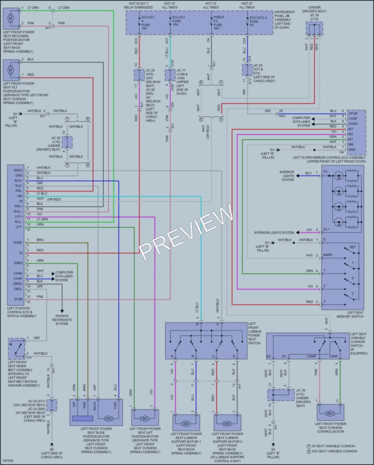 2022 Lexus RX350 Memory Systems wiring diagram preview