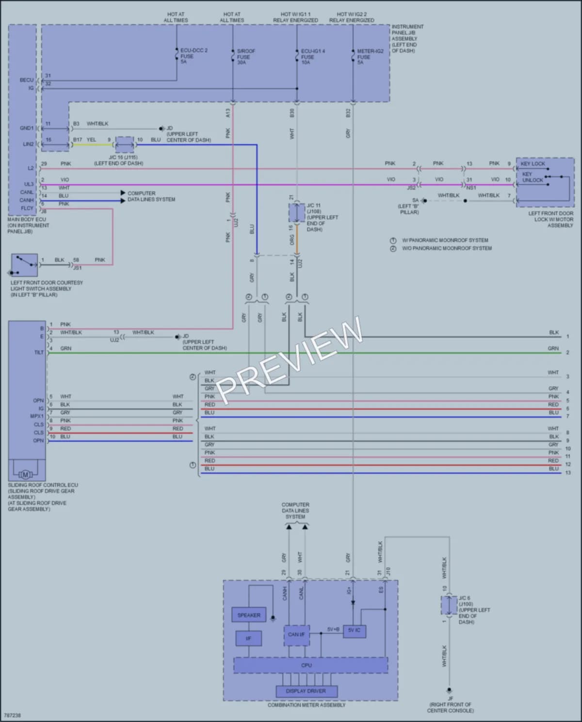 2022 Lexus RX350 Power Top Sunroof wiring diagram preview