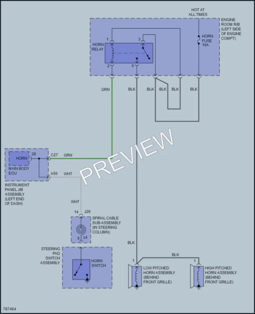2022 Lexus RX350L Horn wiring diagram preview