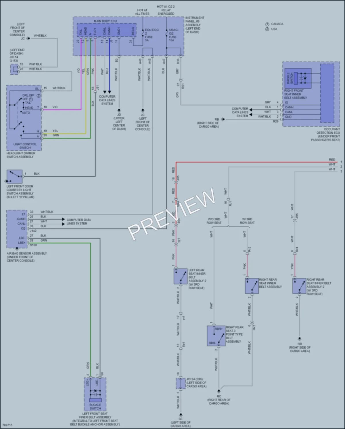 2022 Lexus RX350L Warning Systems wiring diagram preview