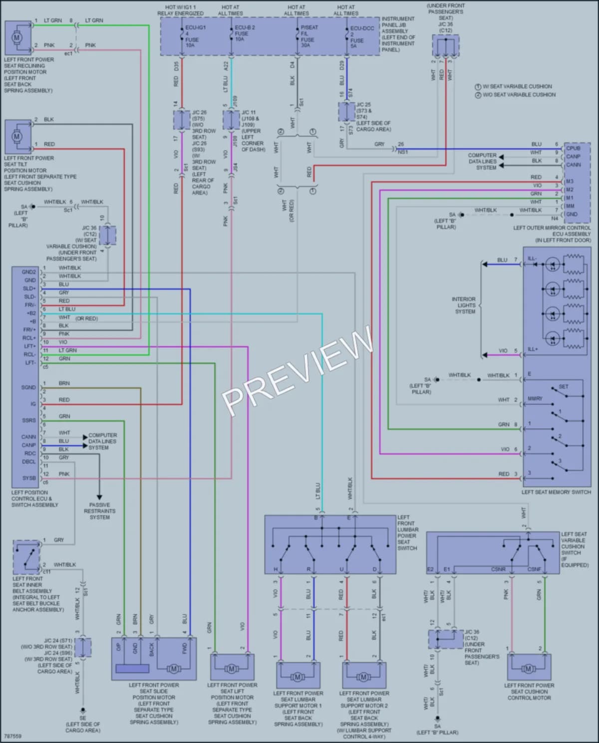 2022 Lexus RX450h Memory Systems wiring diagram preview