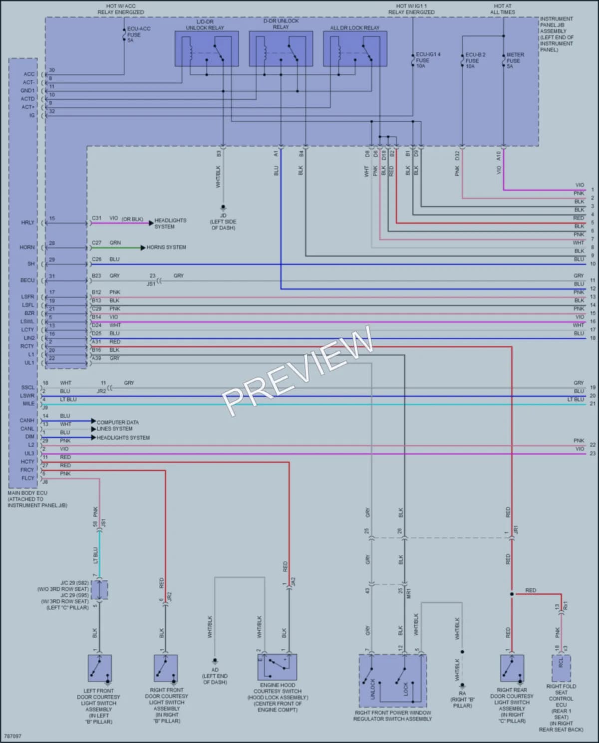 2022 Lexus RX450h Power Door Locks wiring diagram preview