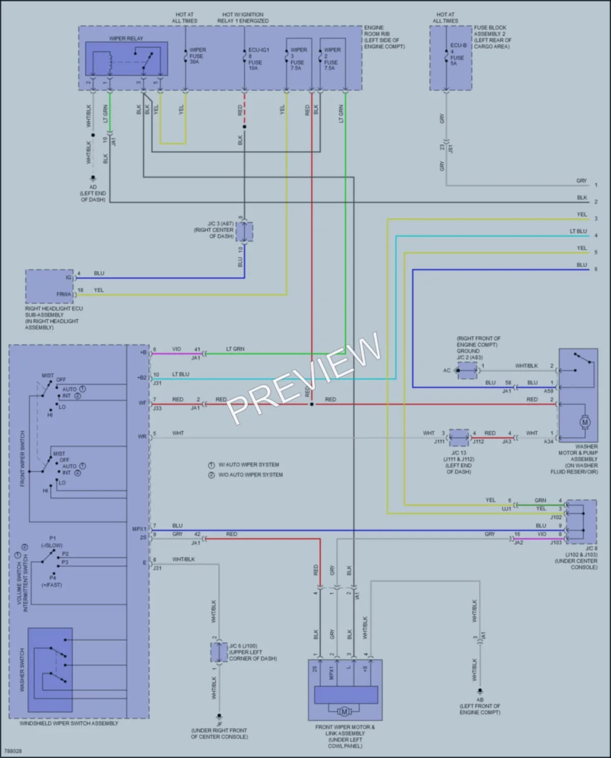 2022 Lexus RX450h Wiper Washer wiring diagram preview