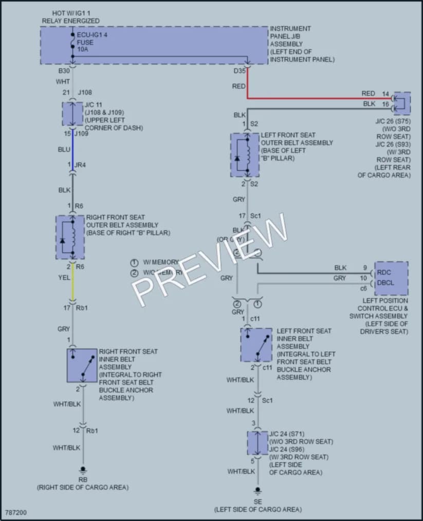 2022 Lexus RX450hL Passive Restraints wiring diagram preview