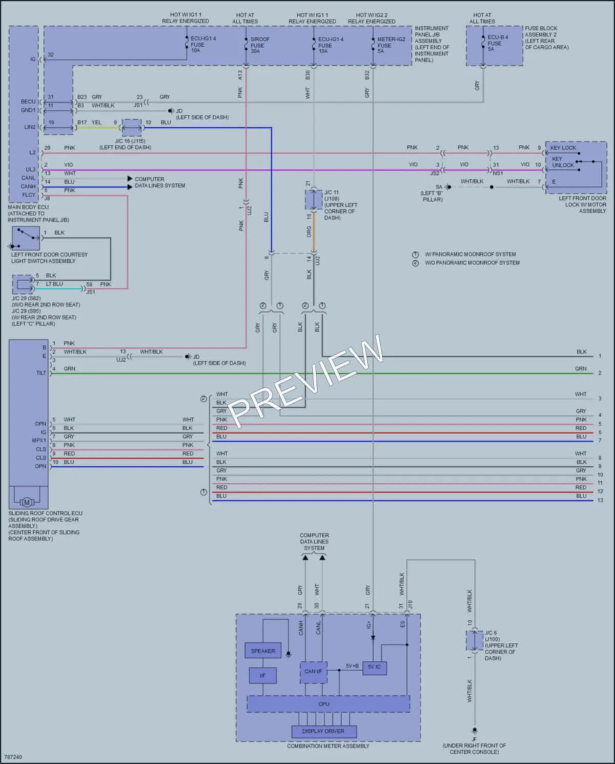 2022 Lexus RX450hL Power Top Sunroof wiring diagram preview