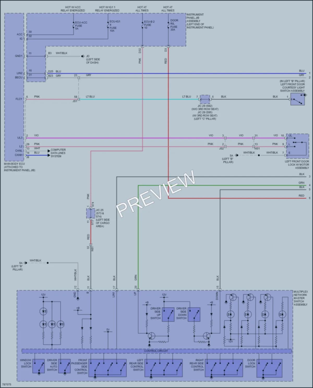 2022 Lexus RX450hL Power Windows wiring diagram preview