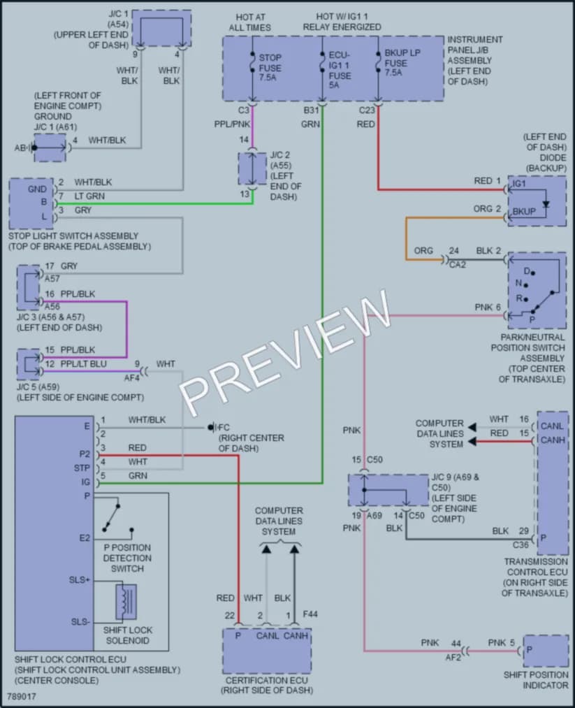 2022 Lexus UX200 Shift Interlock wiring diagram preview