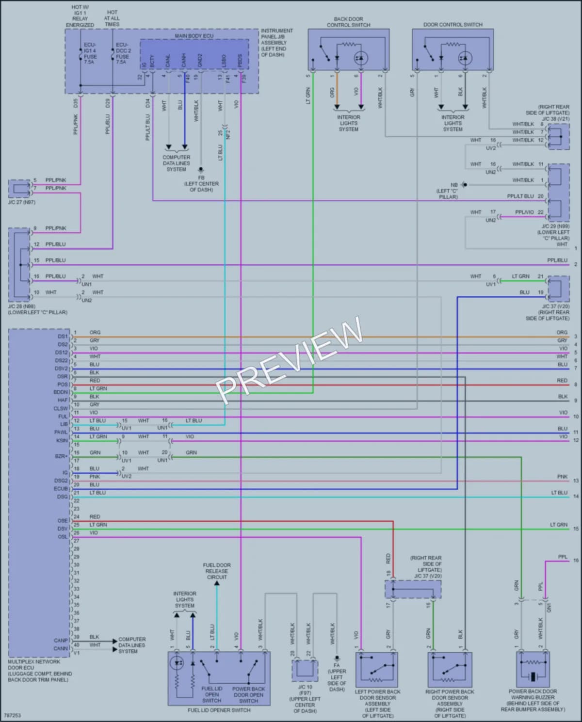 2022 Lexus UX200 Trunk Tailgate Fuel Door wiring diagram preview
