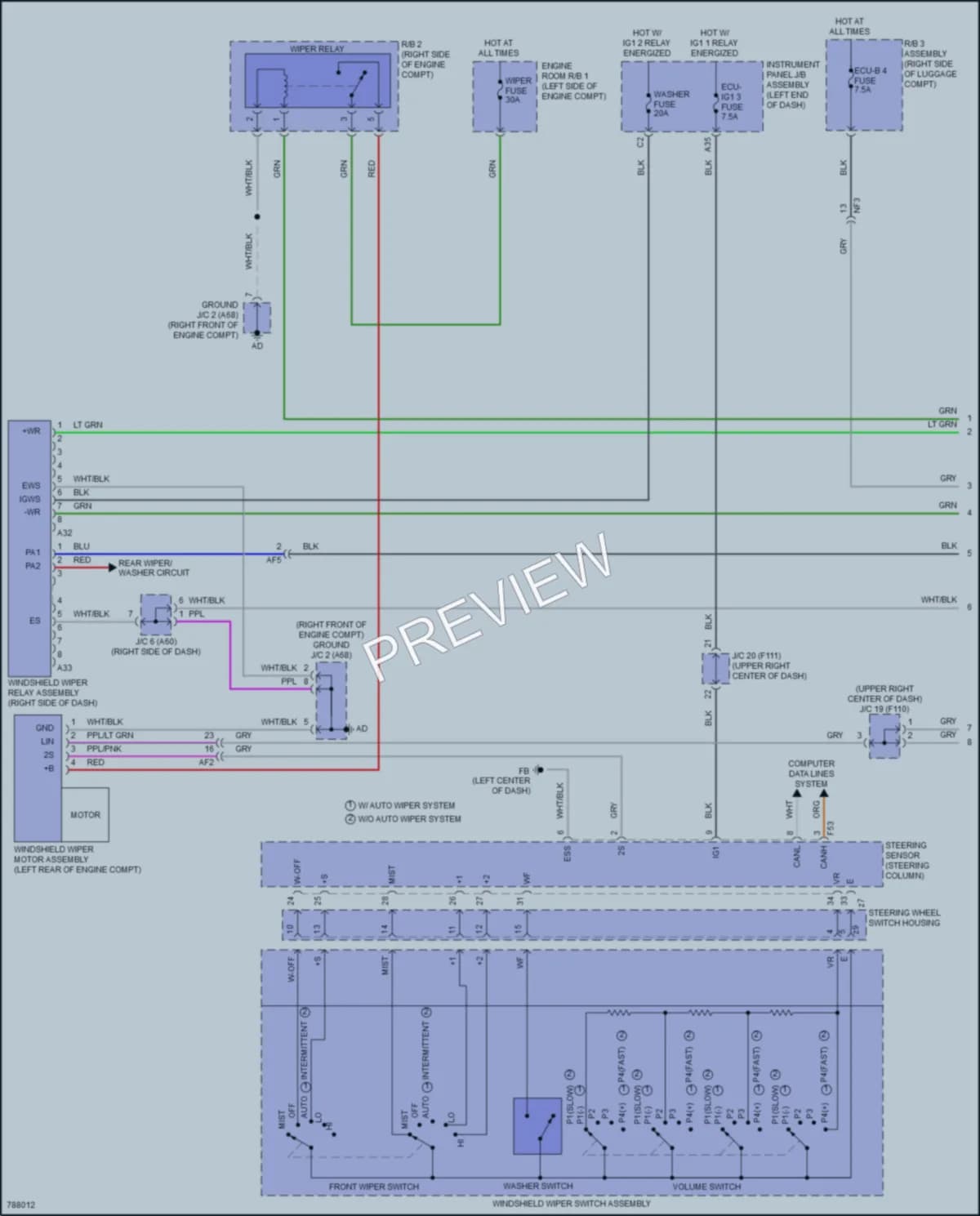 2022 Lexus UX200 Wiper Washer wiring diagram preview