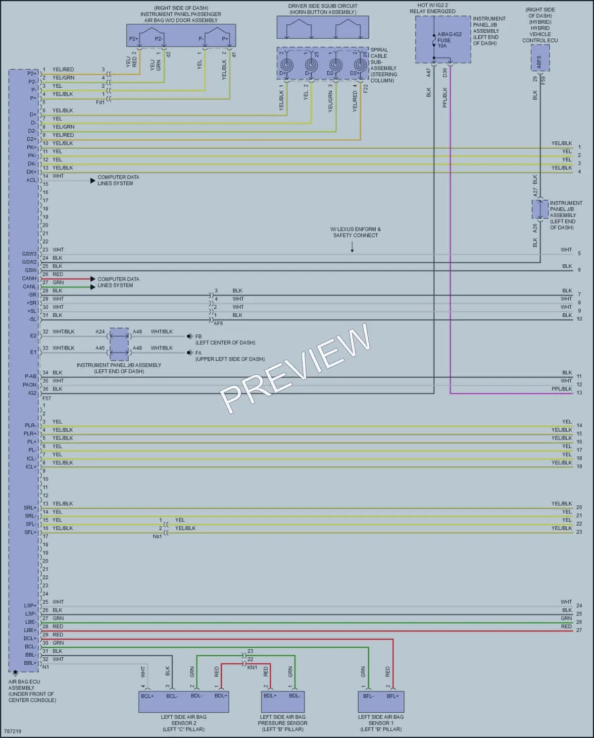 2022 Lexus UX250h Supplemental Restraints wiring diagram preview