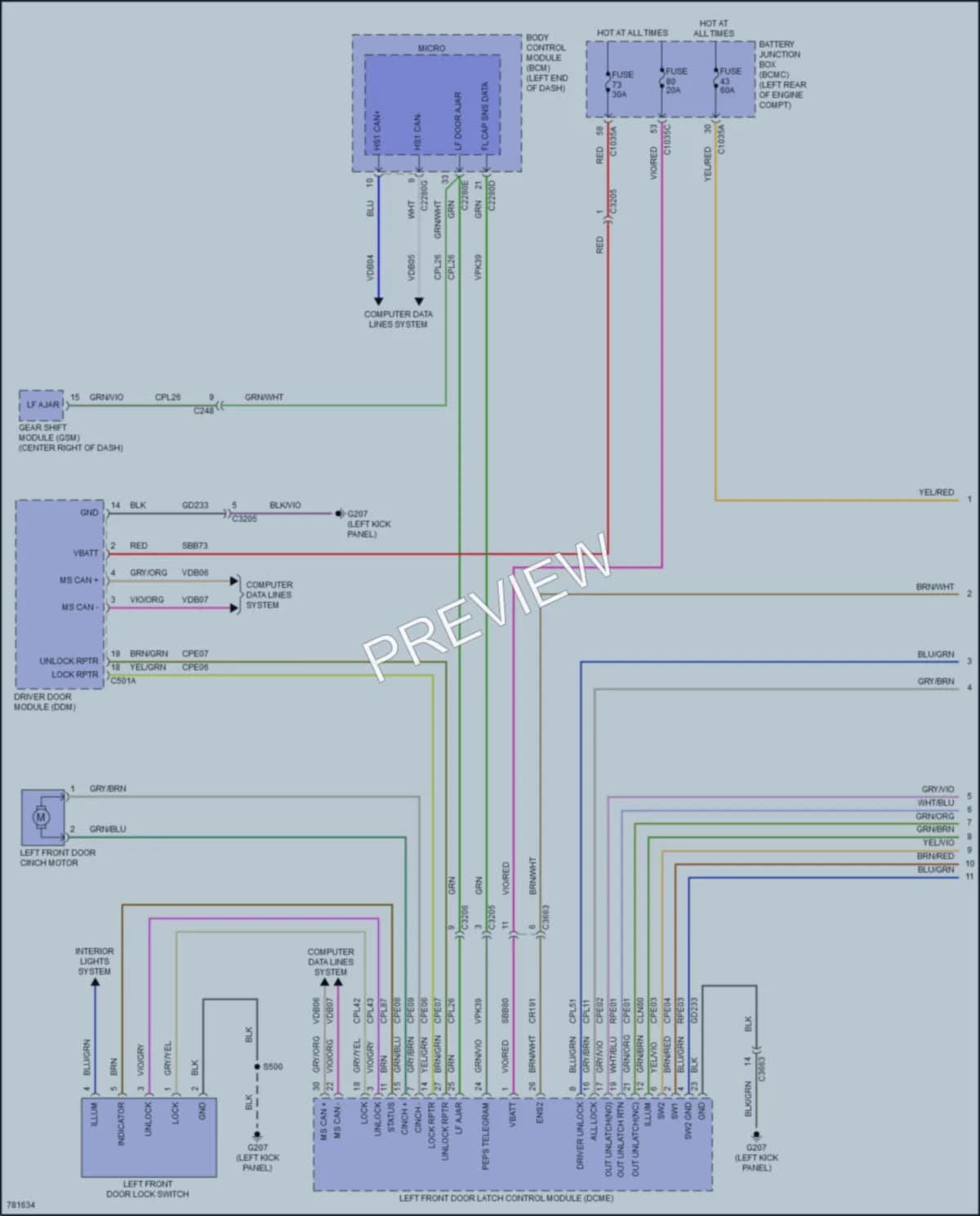 2022 Lincoln Aviator Power Door Locks wiring diagram preview