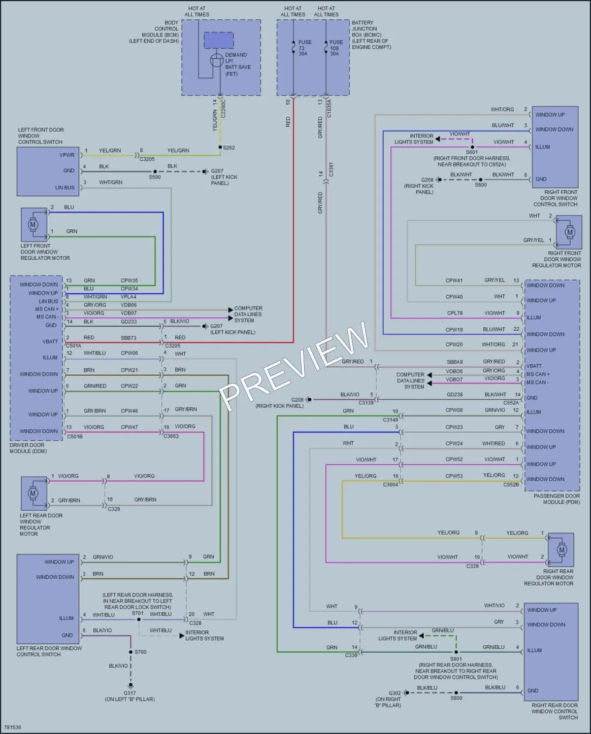 2022 Lincoln AviatorPlugIn Power Windows wiring diagram preview