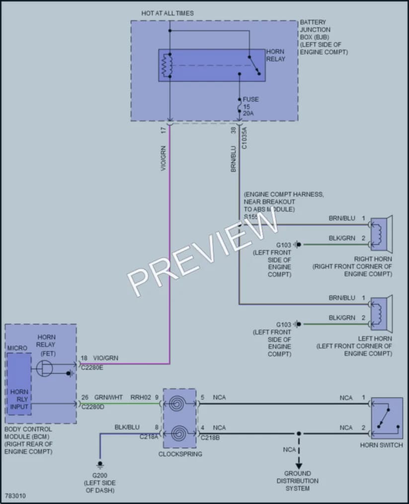 2022 Lincoln Corsair Horn wiring diagram preview