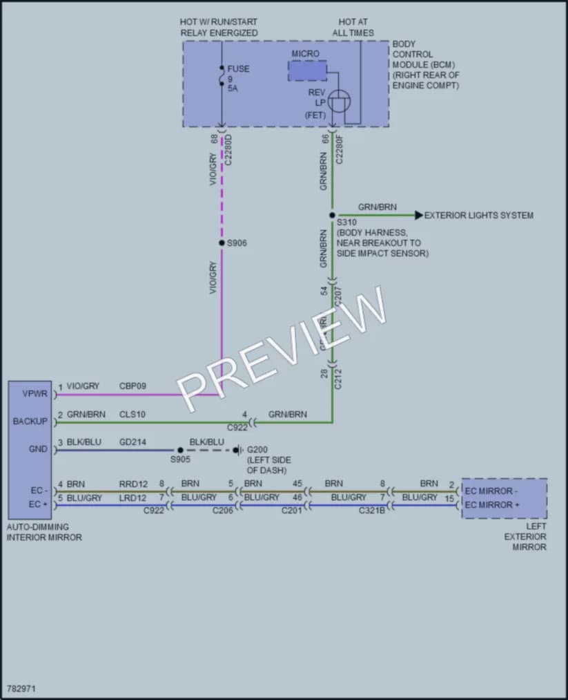 2022 Lincoln CorsairPlugIn Power Mirrors wiring diagram preview
