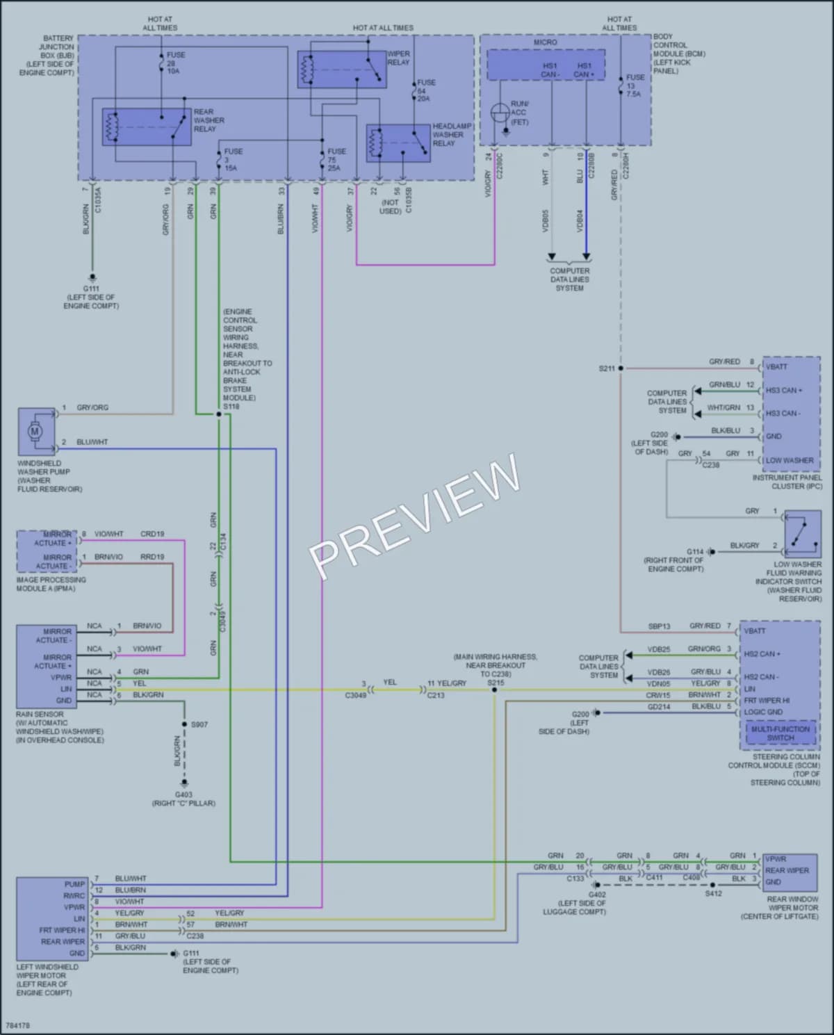 2022 Lincoln Nautilus Wiper Washer wiring diagram preview