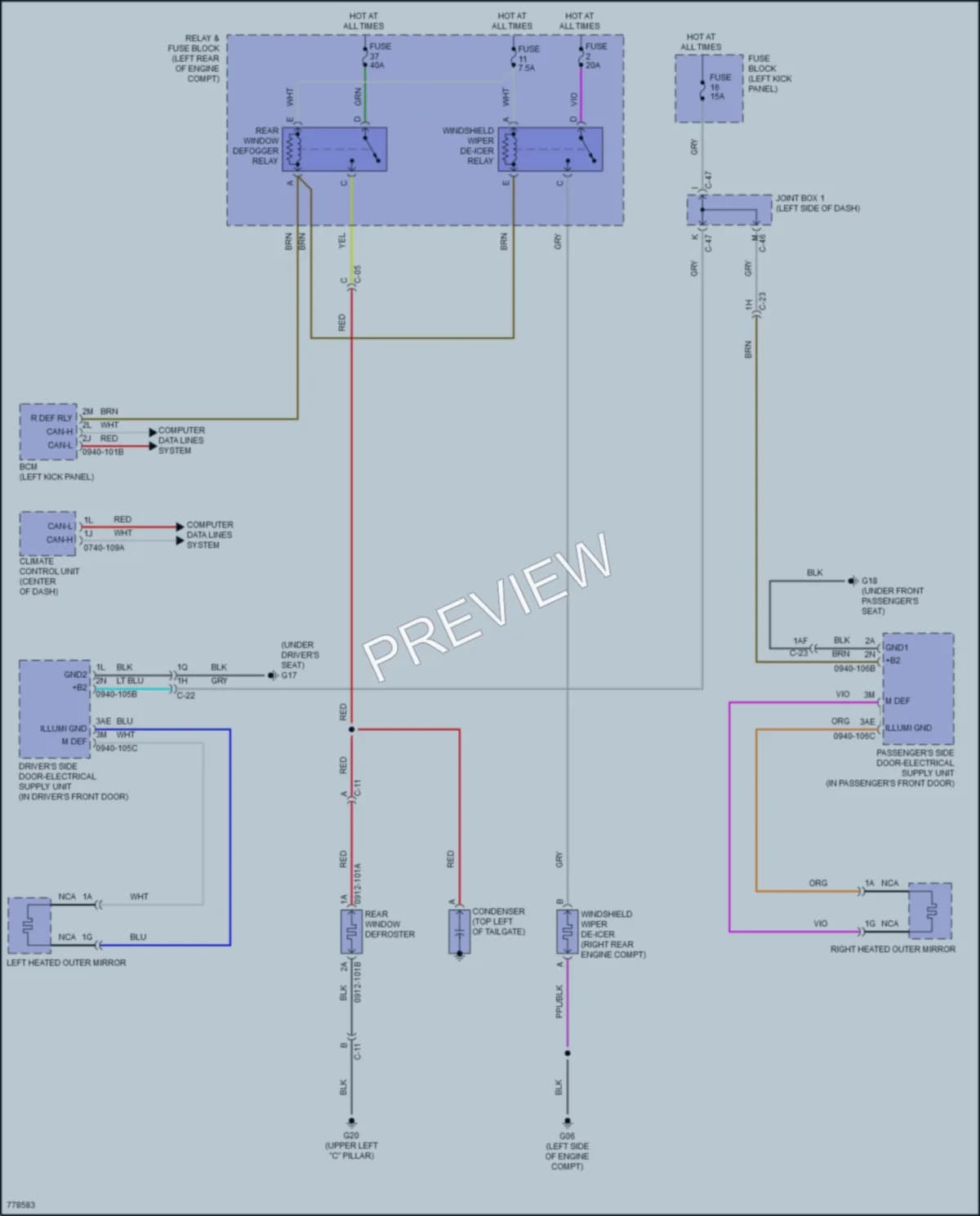 2022 Mazda CX30 Defoggers wiring diagram preview